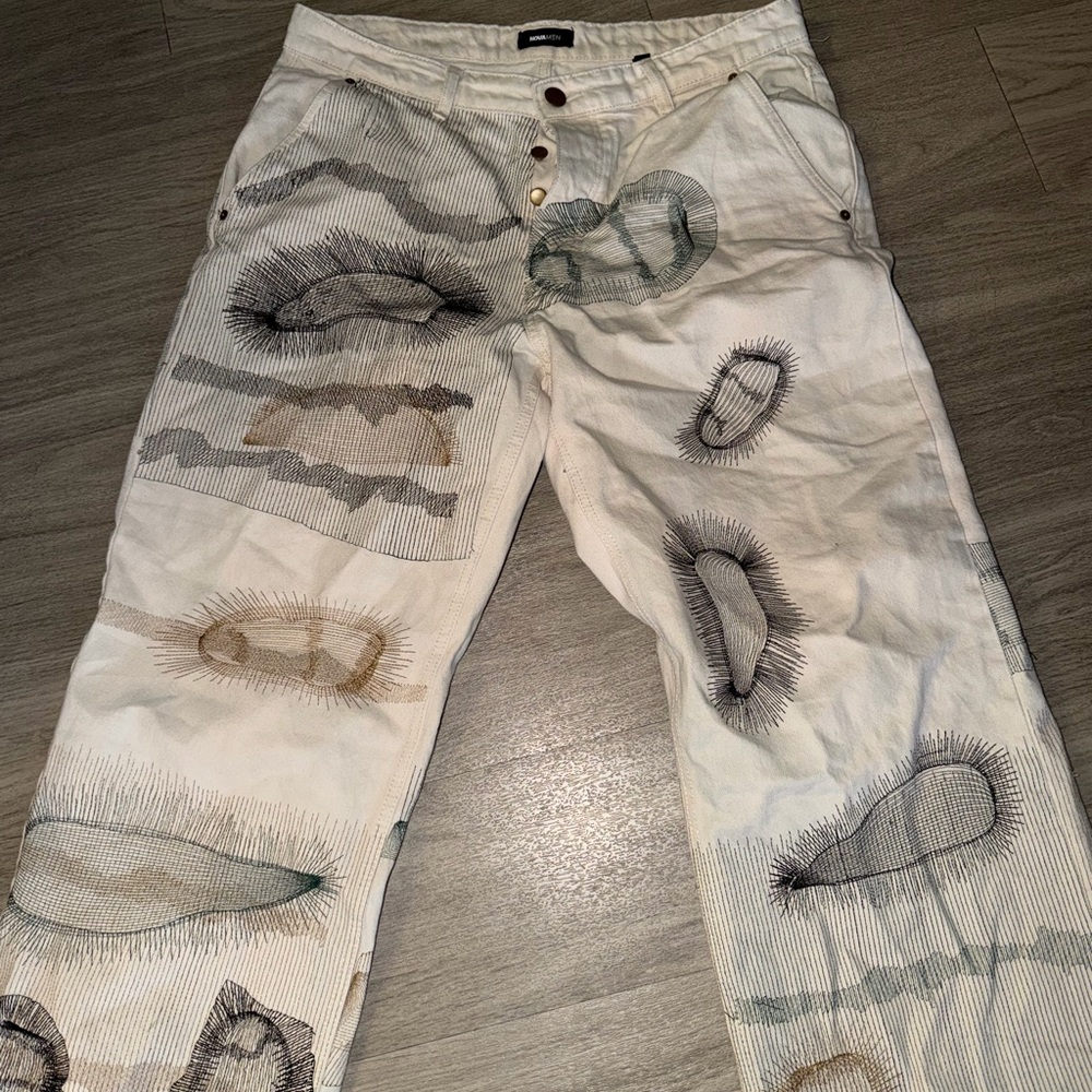 Fashion Nova Cream Patterned Chinos